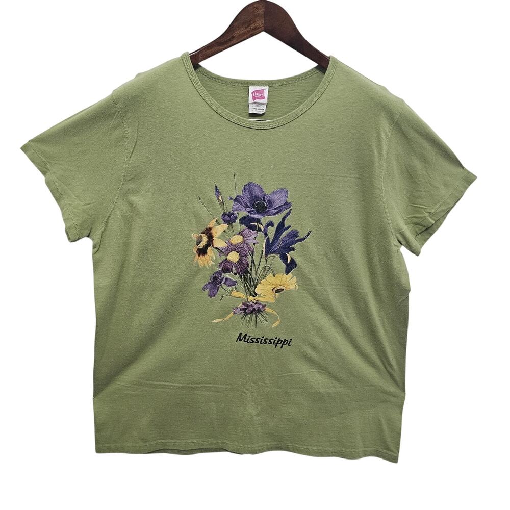 Copied - VTG Womens Hanes T Shirt XL Green Mississippi Retro Floral Y2K Novelty